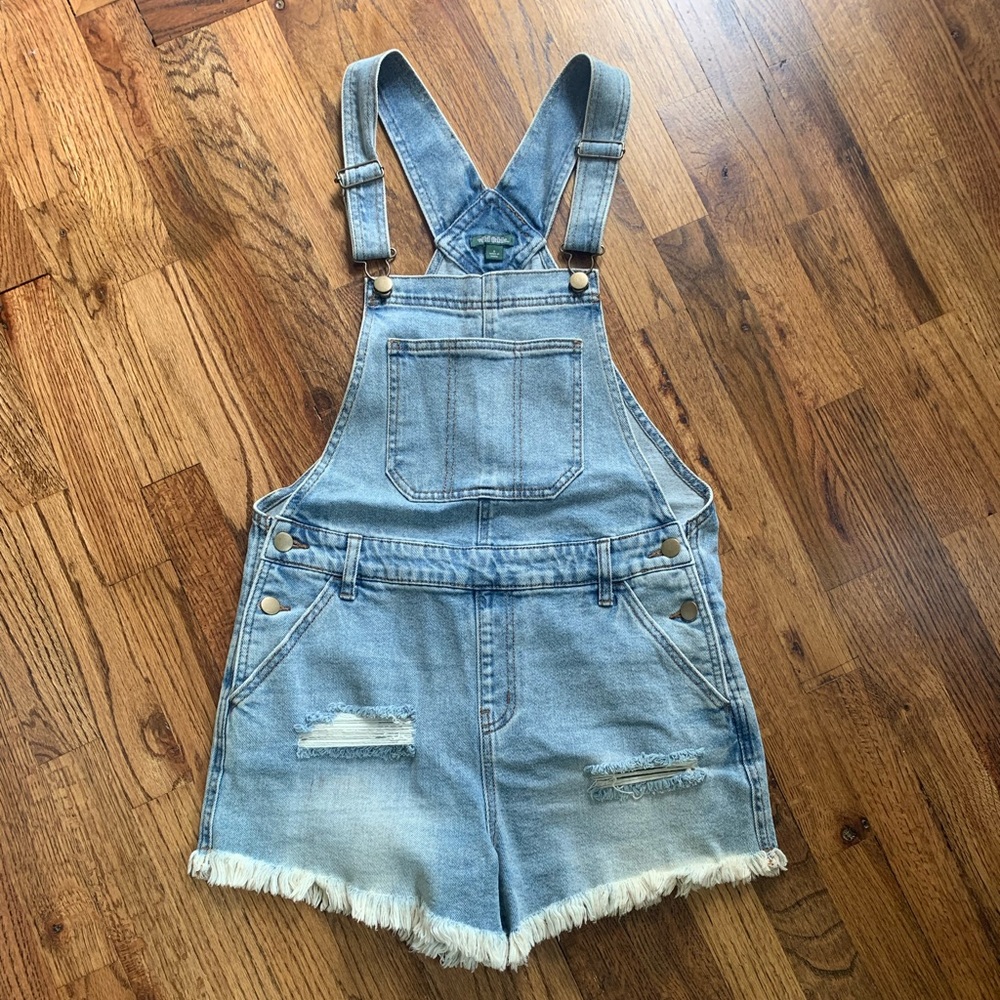 Distressed Denim Overalls